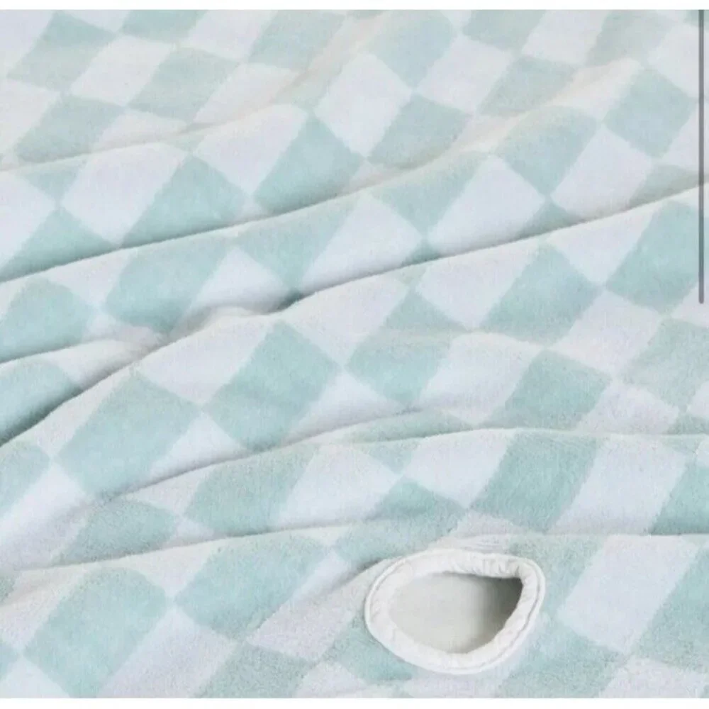 Business & Pleasure Co Luxury Holiday Beach Blanket Checkered Mint Green…